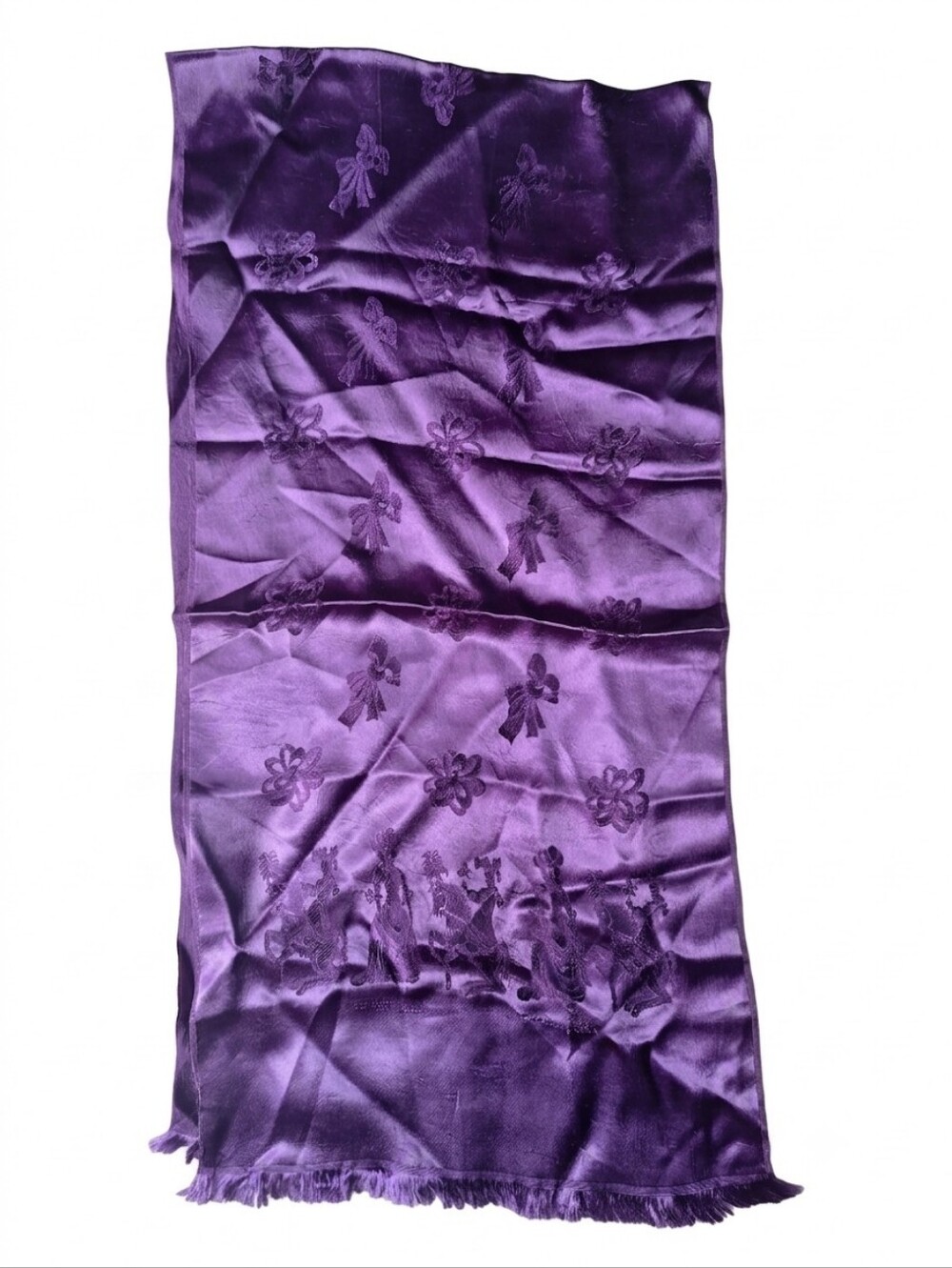Vintage Elegant French Purple Scarf "Temps Jadis" Victorian Design